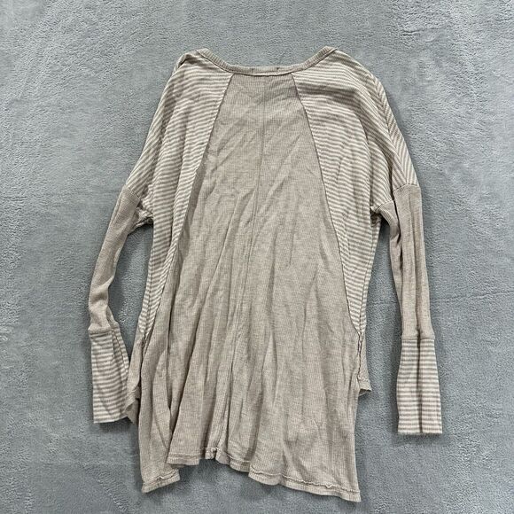 Miss Chievous Long Sleeve Shirt Women Medium Beige Boho - Picture 3 of 6